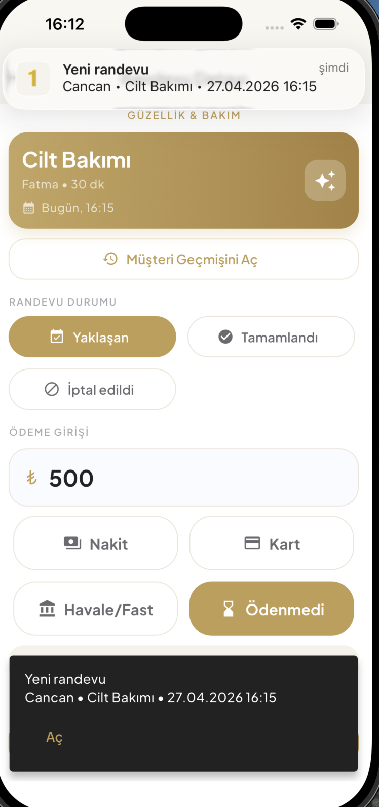 1Randevu manuel randevu ödeme özeti ekranı