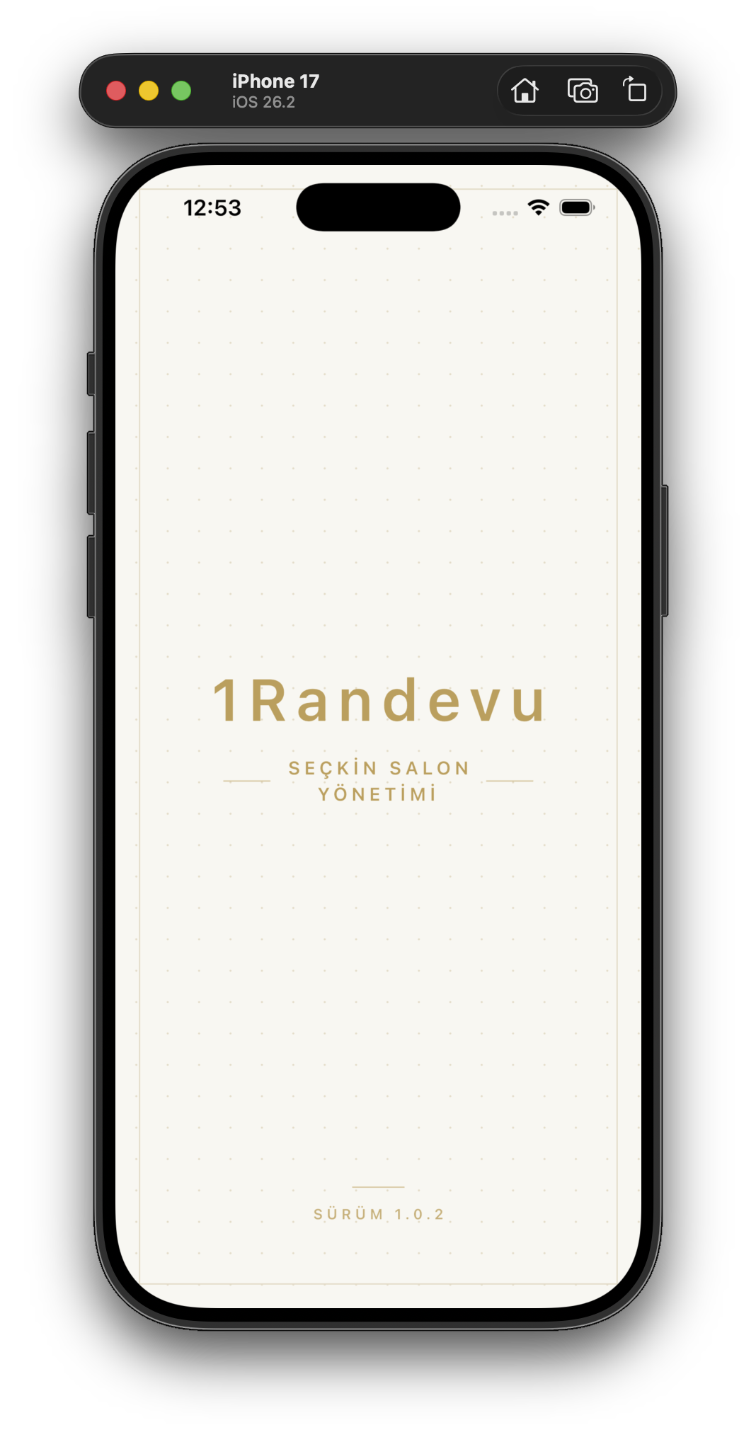 1Randevu cihaz içi açılış mockup ekranı